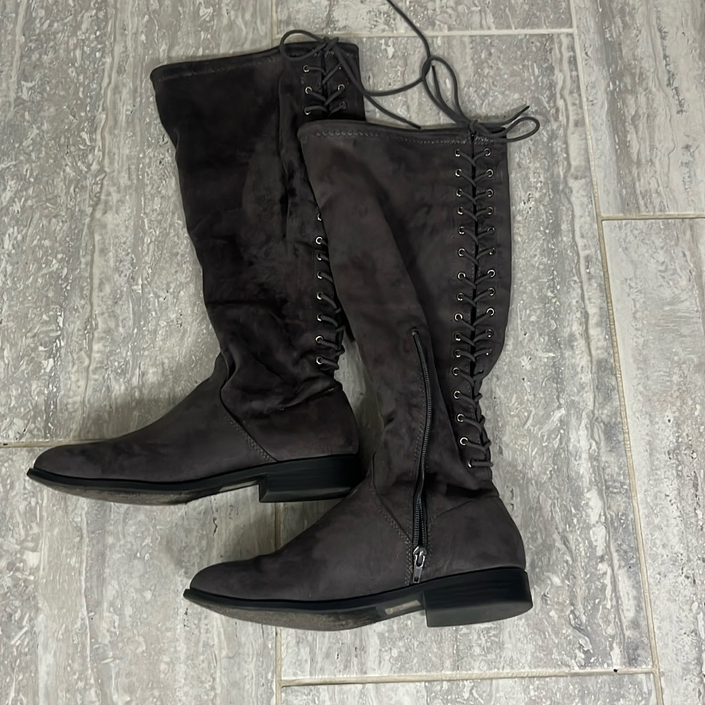 Grey suede boots